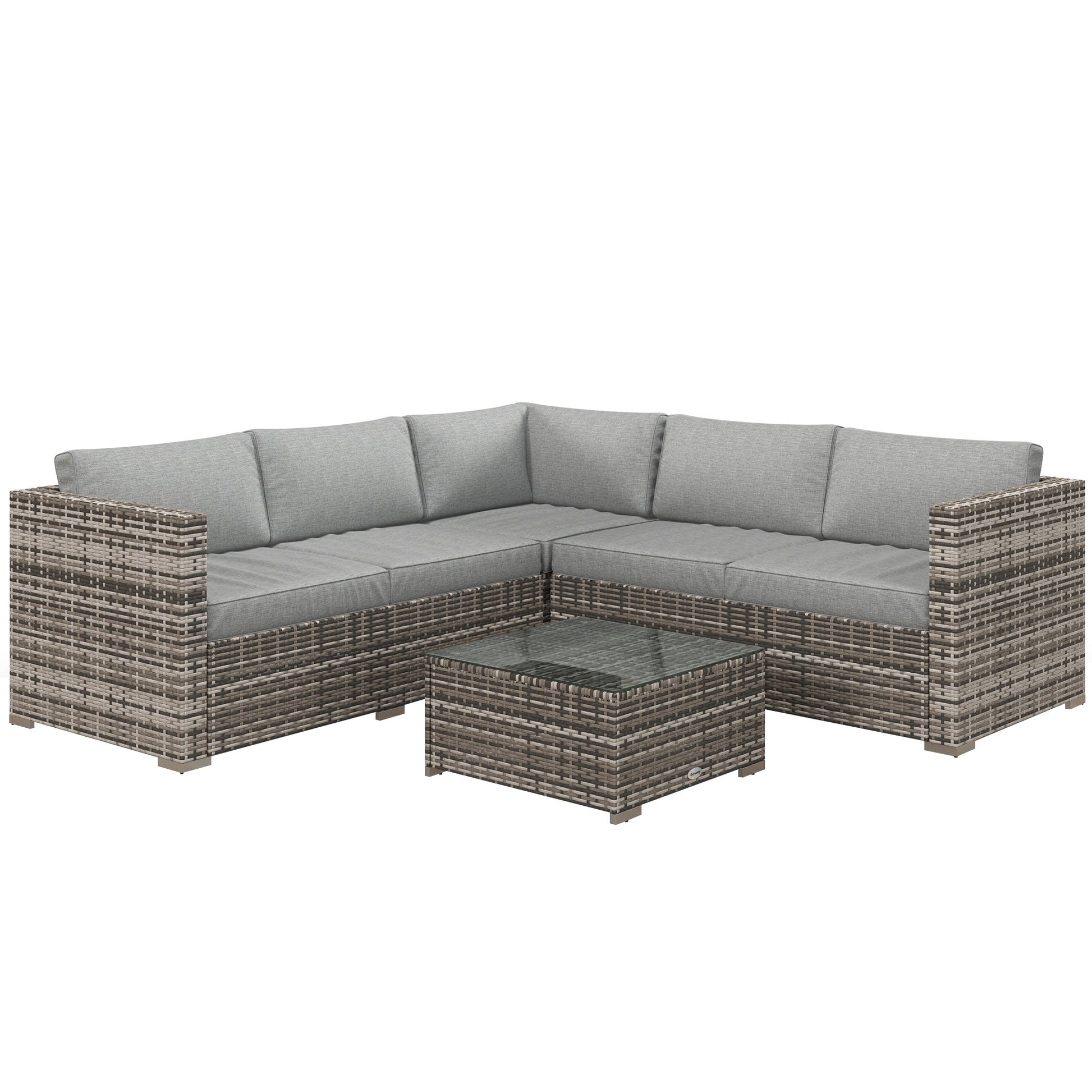 4-Piece Rattan Patio Set w/ Sofa Loveseats & Table-DECOROLALA