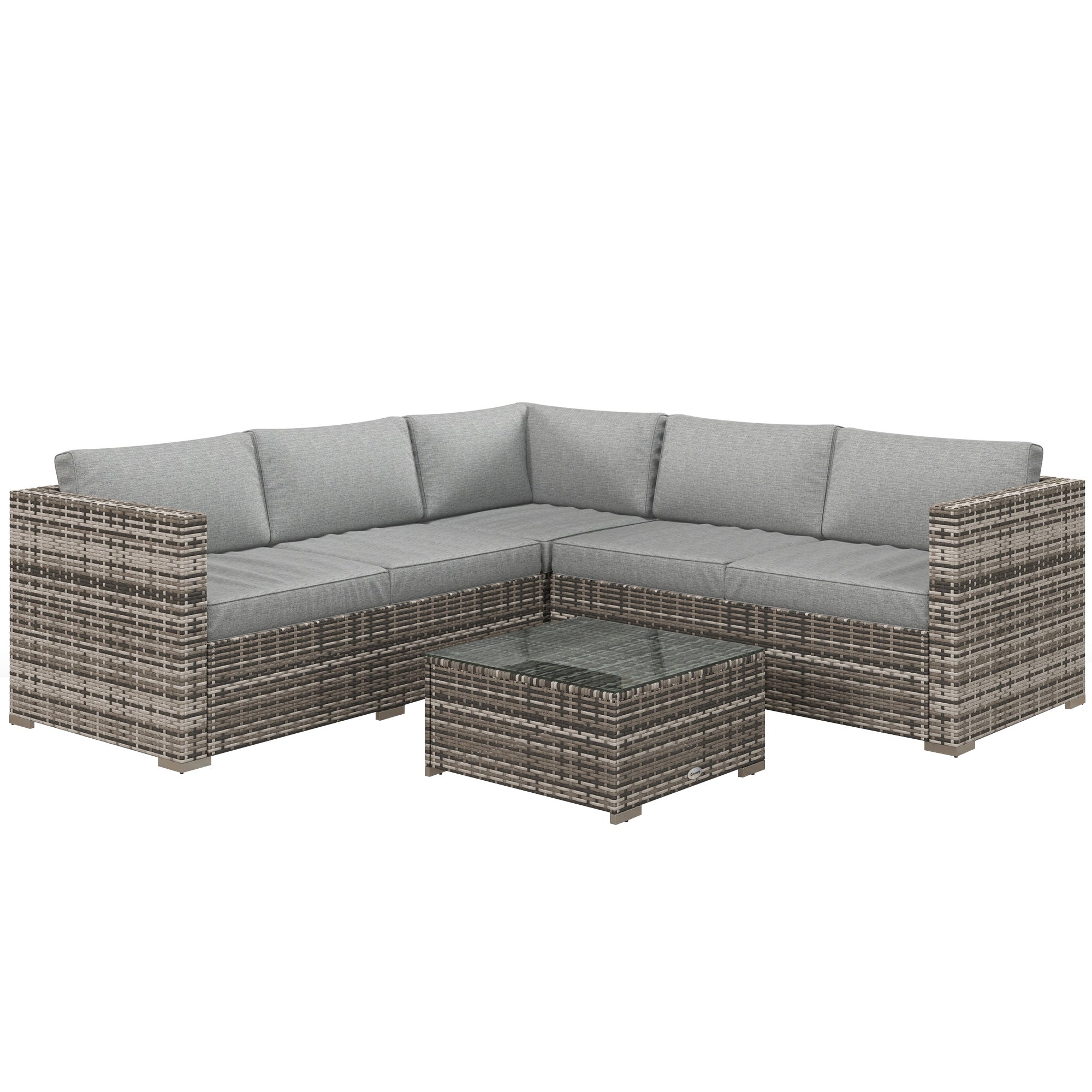 4-Piece Rattan Patio Set w/ Sofa Loveseats & Table-DECOROLALA