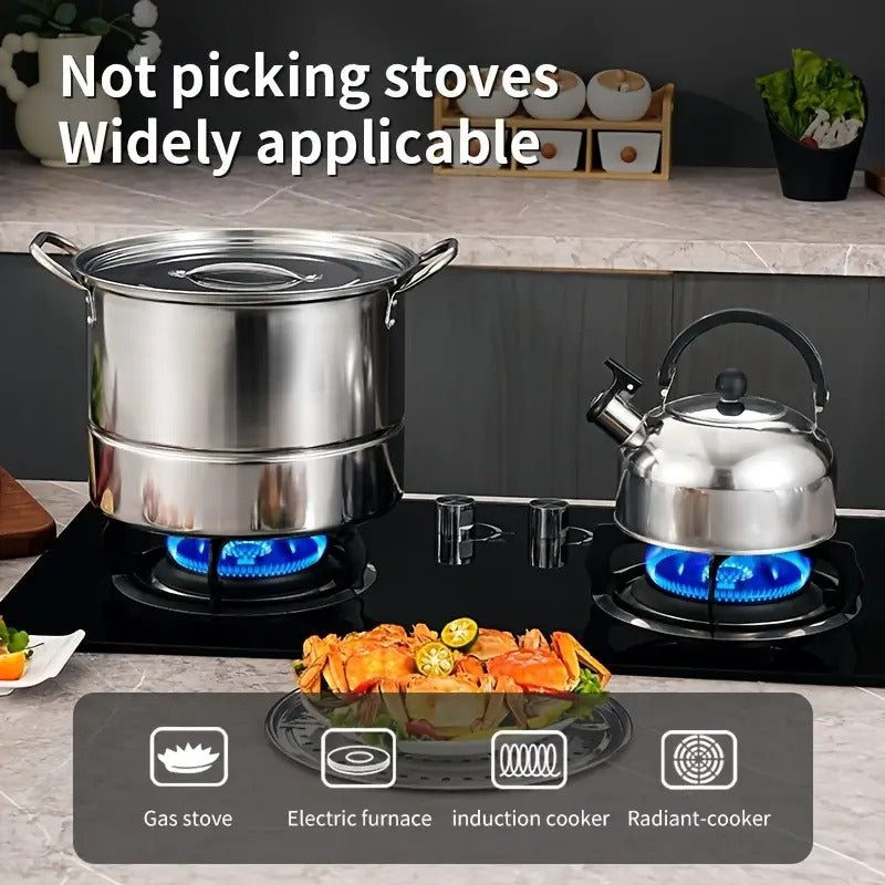 4-Piece Stainless Steel Camping Pot Set with Kettle & Steamer-Camp Cooking-DECOROLALA
