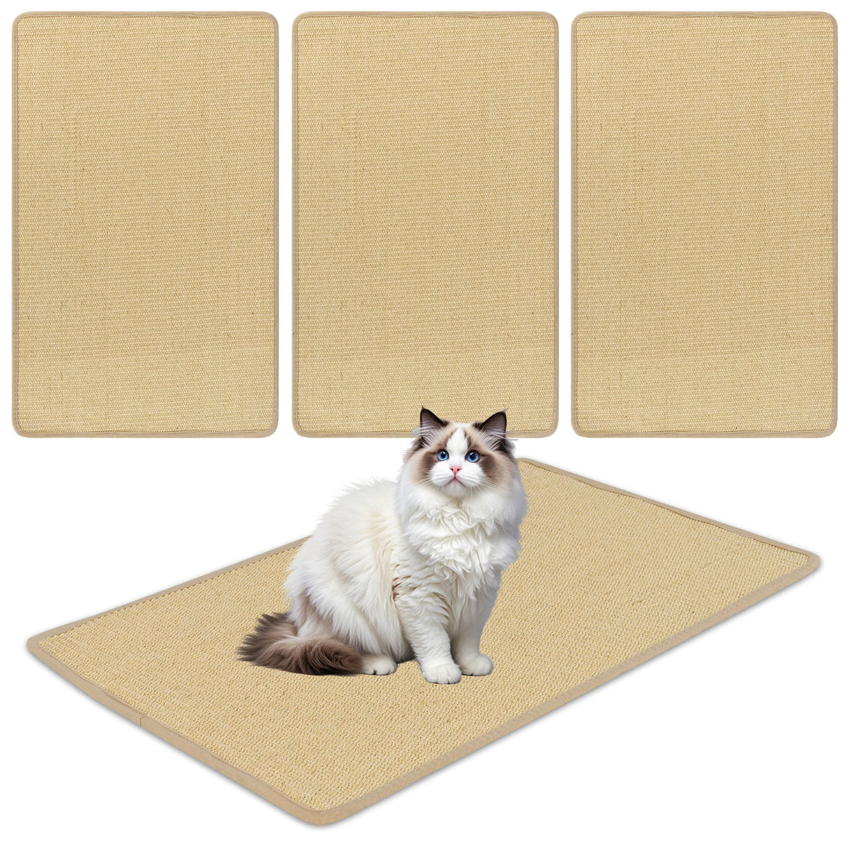 4 Pieces Cat Scratcher Mat Set 32 x 20 Inch Pads for Cats-Cat Trees & Scratchers-DECOROLALA