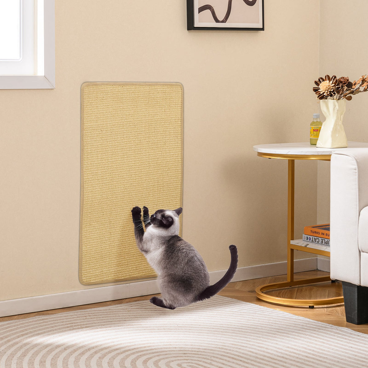 4 Pieces Cat Scratcher Mat Set 32 x 20 Inch Pads for Cats-Cat Trees & Scratchers-DECOROLALA