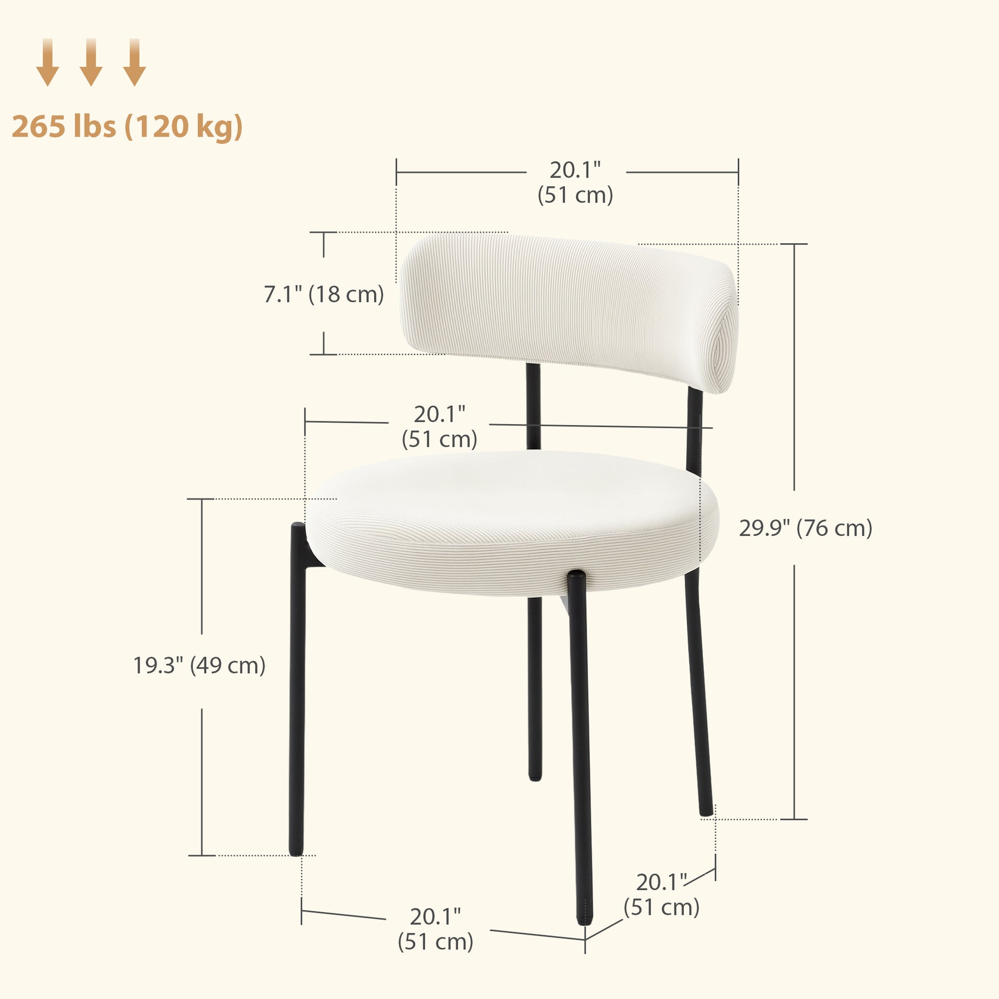 4 Pieces Dining Chairs Corduroy Upholstery Beige-DECOROLALA