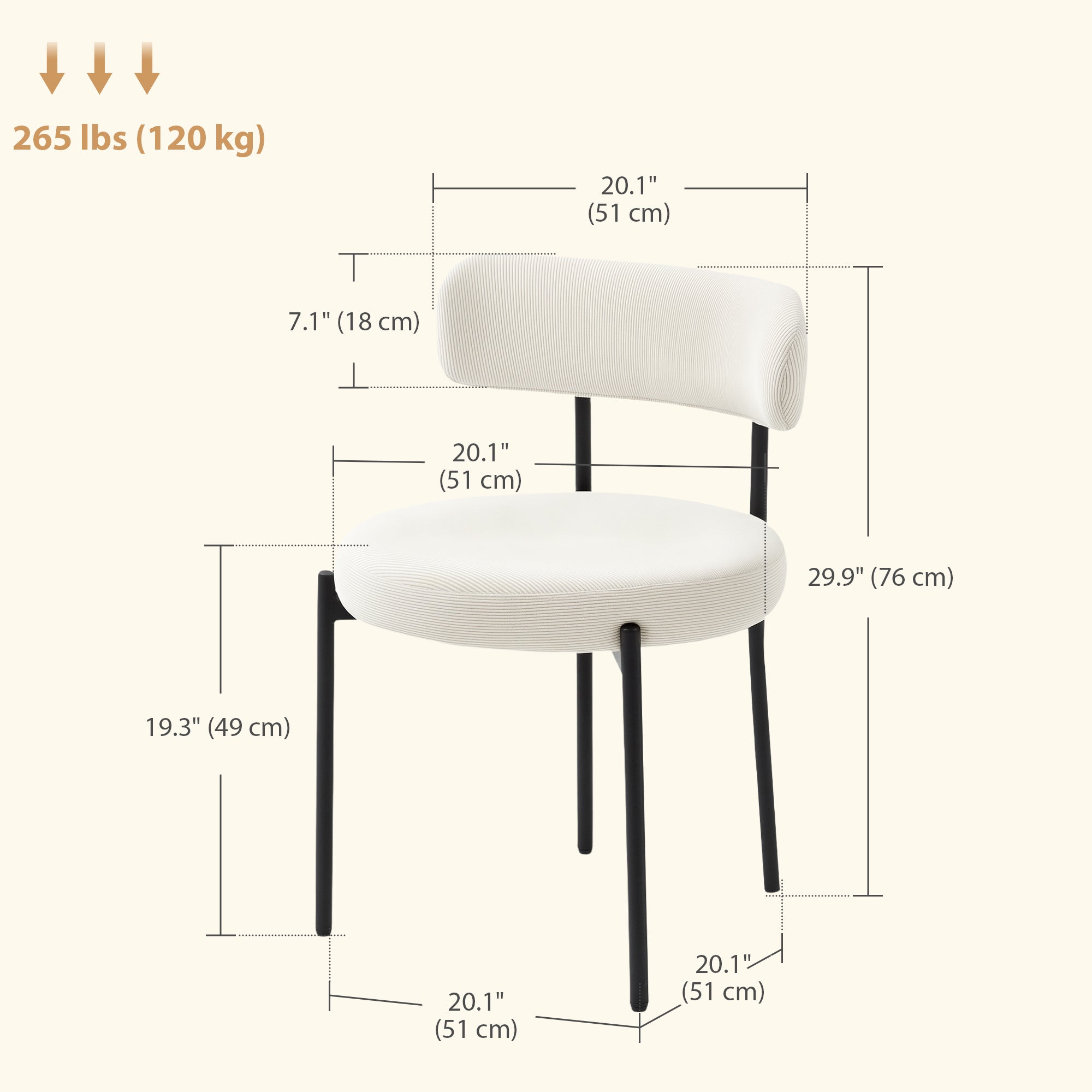 4 Pieces Dining Chairs Corduroy Upholstery Beige-DECOROLALA