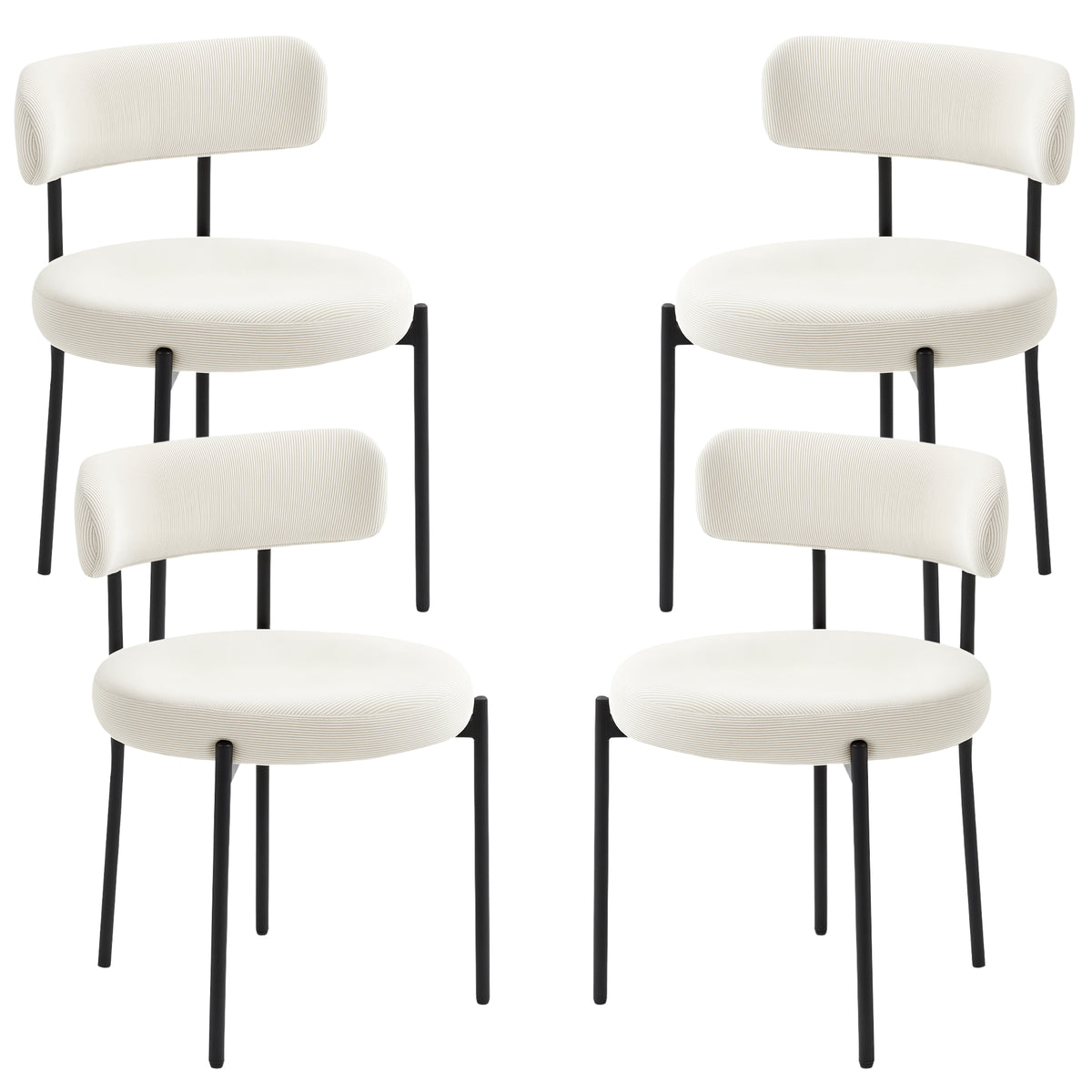 4 Pieces Dining Chairs Corduroy Upholstery Beige-Dining Chairs-DECOROLALA
