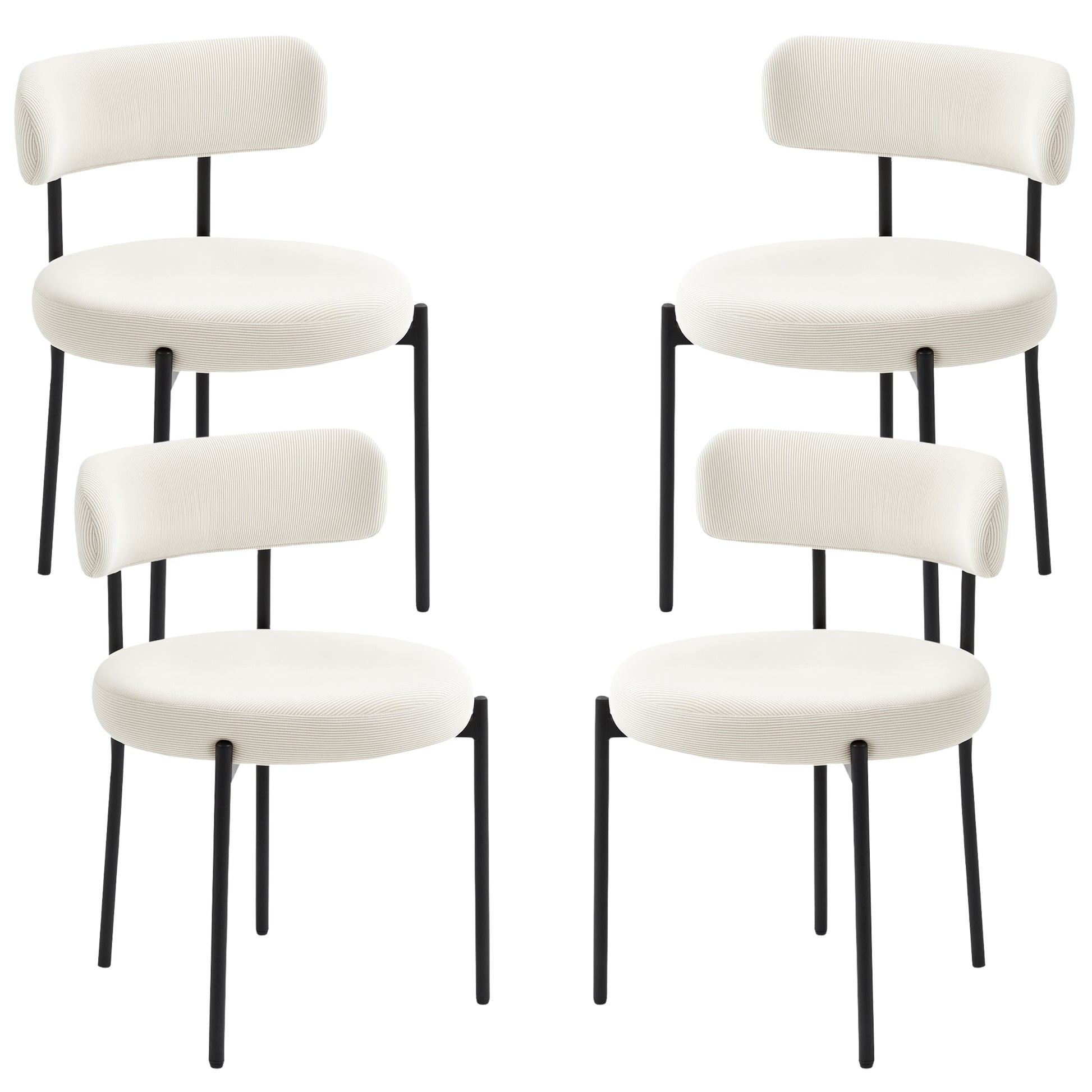 4 Pieces Dining Chairs Corduroy Upholstery Beige-DECOROLALA