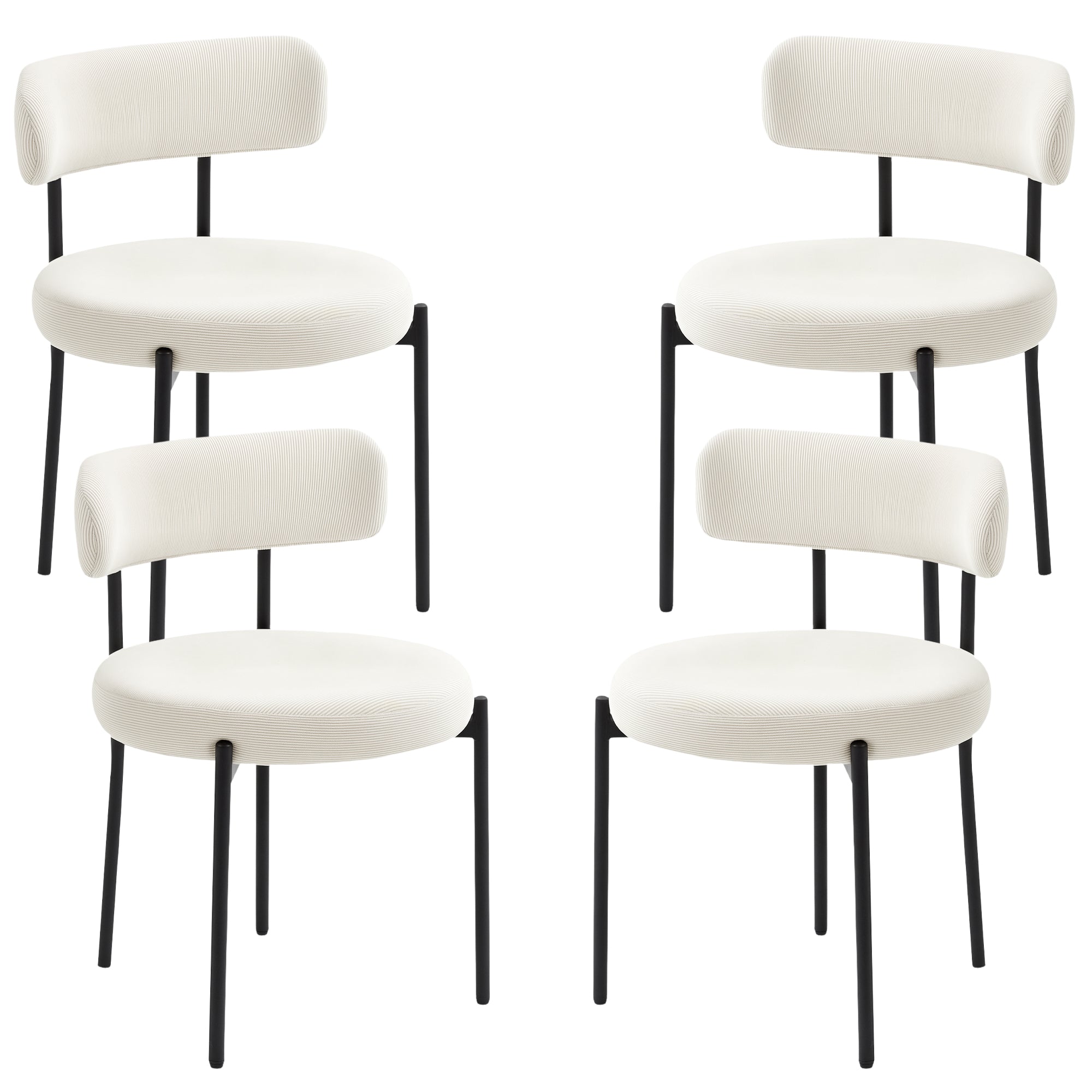 4 Pieces Dining Chairs Corduroy Upholstery Beige-DECOROLALA
