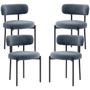 4 Pieces Dining Chairs - Grey Berber Fleece Steel-DECOROLALA