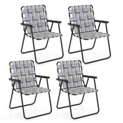 4 Pieces Folding Beach Chair Camping Lawn Webbing Chair-Coffee-Beach & Lawn Chairs-DECOROLALA