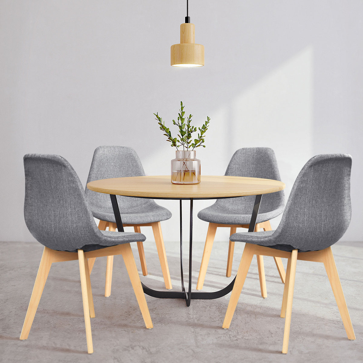 4 Pieces Modern Dining Chair Set with Wood Legs and Fabric Cushion Seat-Dining Chairs-DECOROLALA