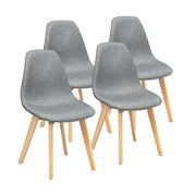 4 Pieces Modern Dining Chair Set with Wood Legs and Fabric Cushion Seat-Dining Chairs-DECOROLALA