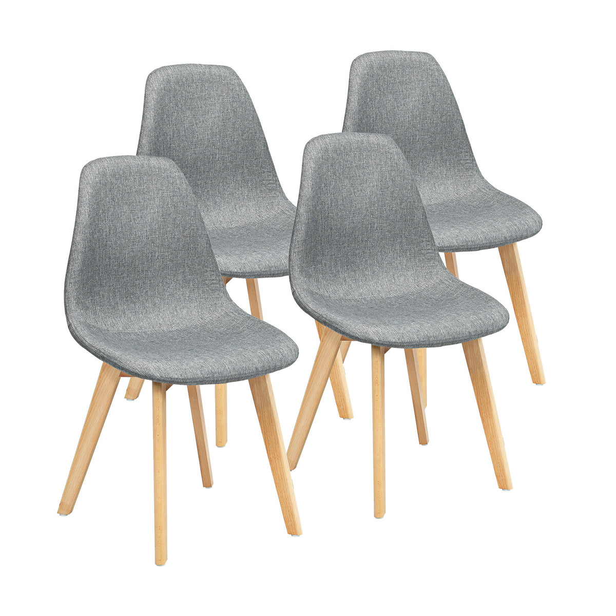 4 Pieces Modern Dining Chair Set with Wood Legs and Fabric Cushion Seat-Dining Chairs-DECOROLALA