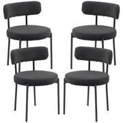 4 Pieces Modern Dining Chairs - Black Corduroy-DECOROLALA