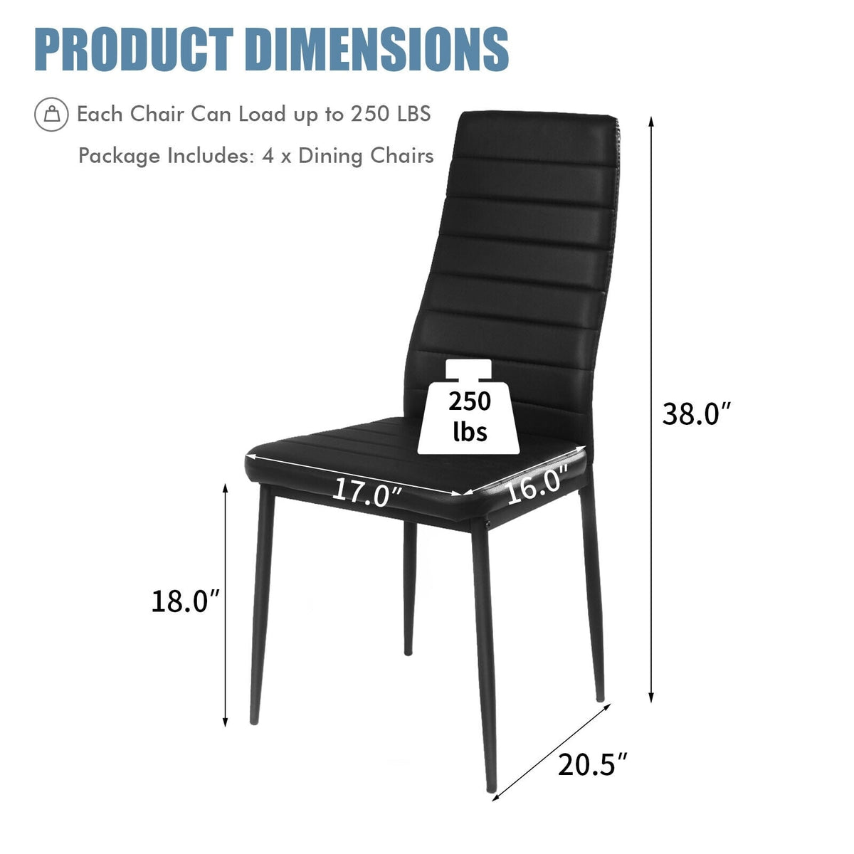 4 Pieces Modern Leather Dinning Chairs Set with Metal Frame-Dining Chairs-DECOROLALA