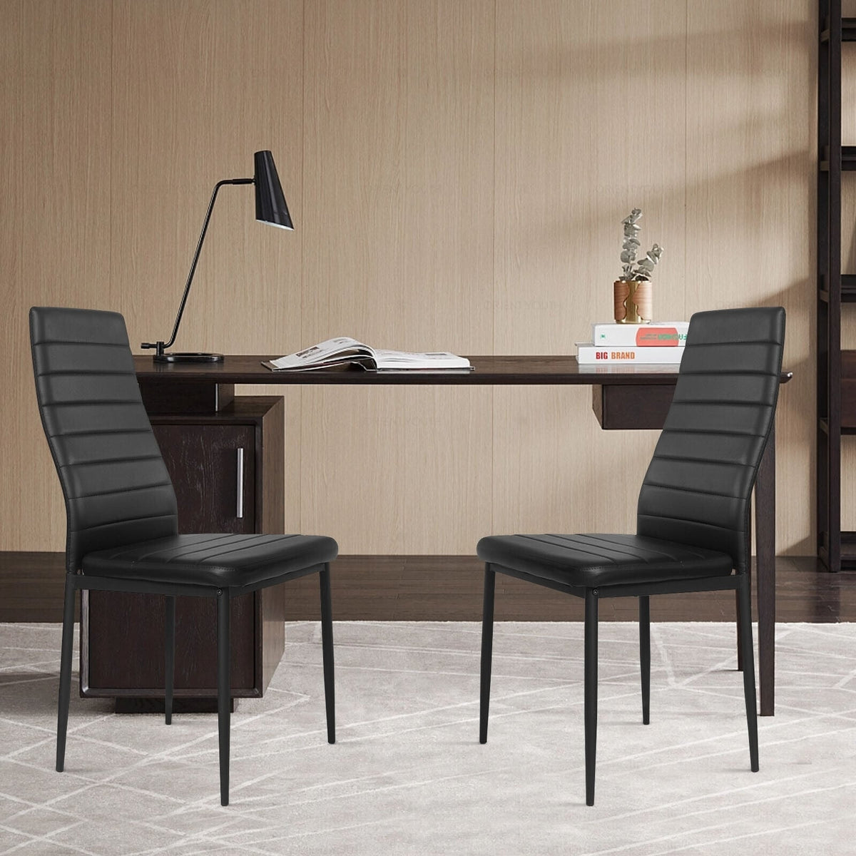 4 Pieces Modern Leather Dinning Chairs Set with Metal Frame-Dining Chairs-DECOROLALA