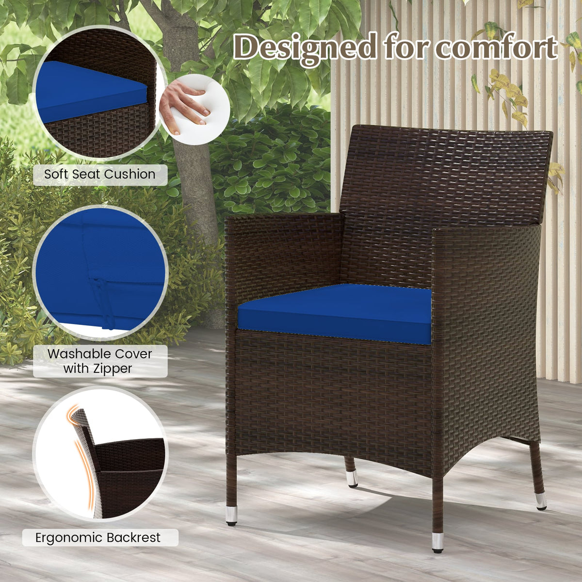 4 Pieces Rattan Sofa Set with Glass Table and Comfortable Wicker for Outdoor Patio-Navy-Patio Furniture Sets-DECOROLALA
