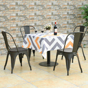 4 Pieces Tolix Style Metal Dining Side Chair Stackable Wood Seat-Black-Dining Chairs-DECOROLALA