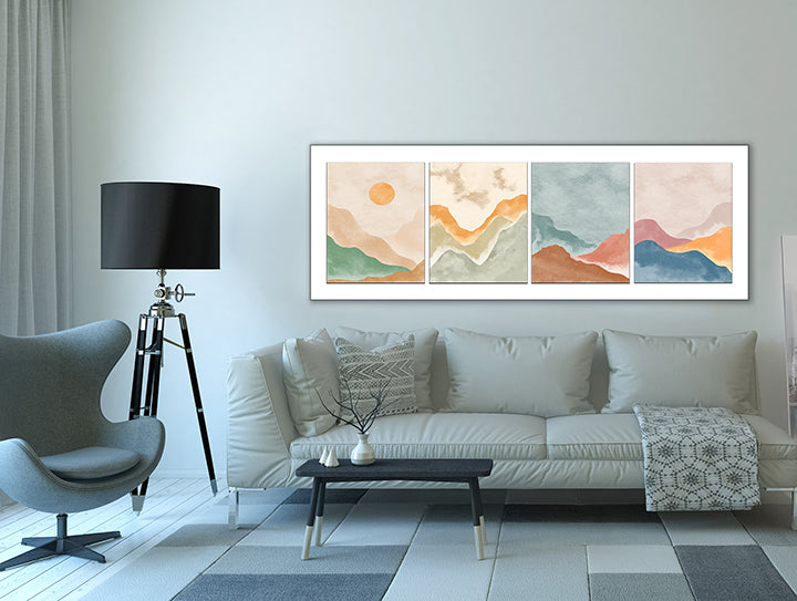 4 Scene Landscape Canvas - Abstract minimalism art- Large Wall Decor-RGB varnish-Wall Art-DECOROLALA