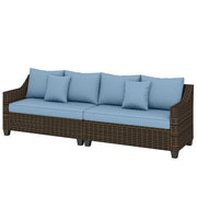 4-Seater Modular Wicker Patio Furniture Set - Blue-DECOROLALA