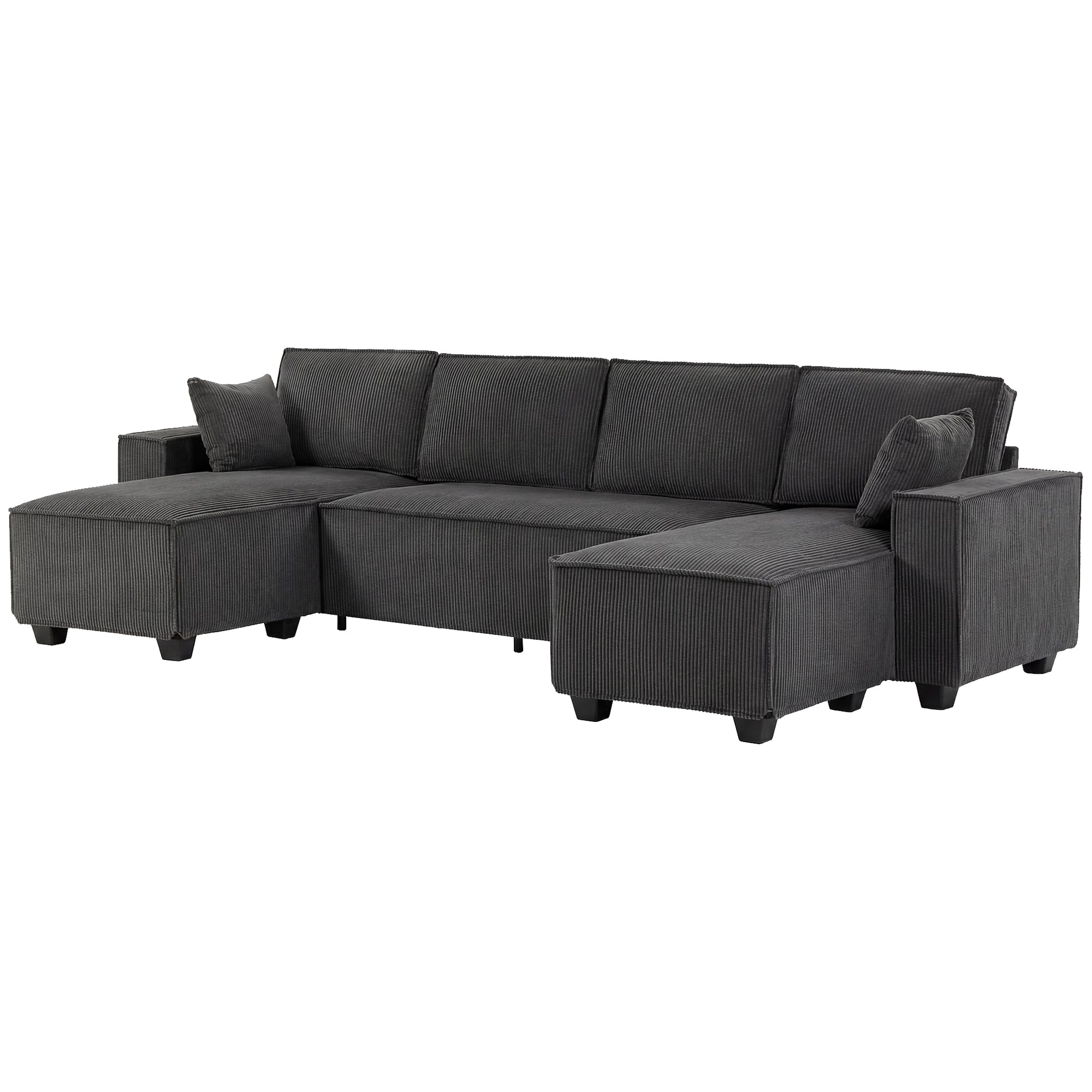 4 Seater Sofa - Beige Corduroy U Shaped-DECOROLALA
