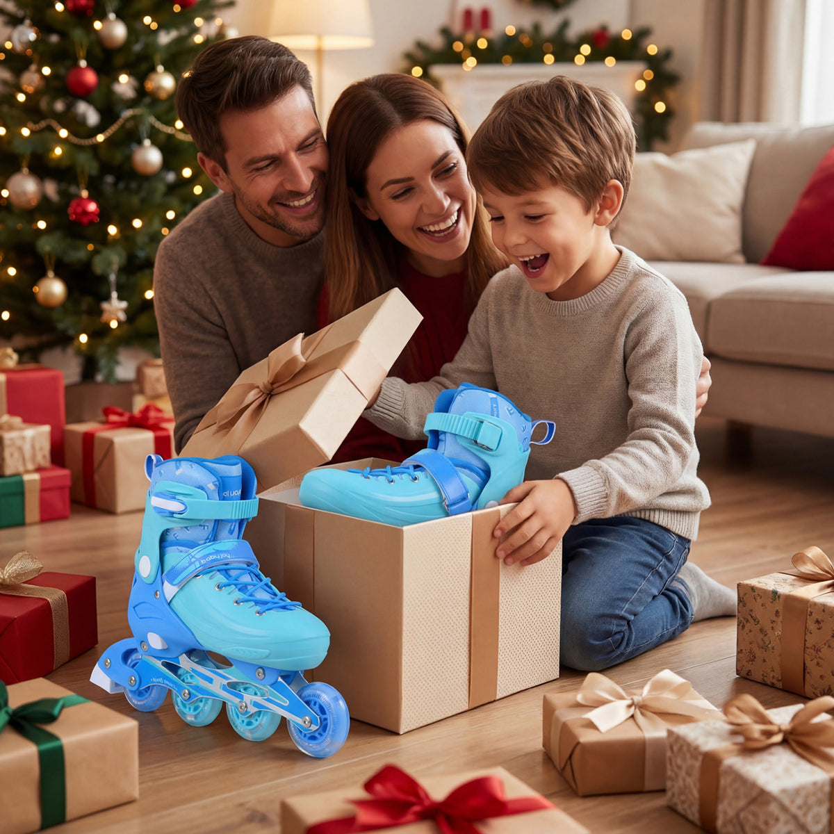 Adjustable Light-Up Inline Skates for Kids - Sizes 13.5C-3