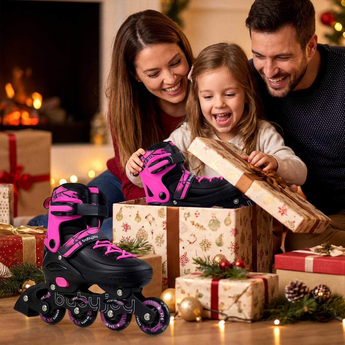 Adjustable Light-Up Inline Skates for Kids - Sizes 13.5C-3