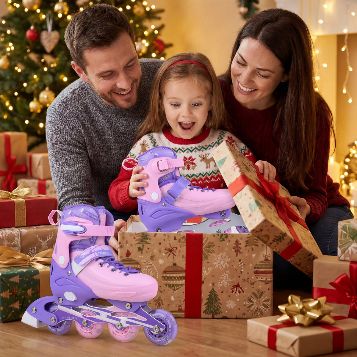 Adjustable Light-Up Inline Skates for Kids - Sizes 13.5C-3