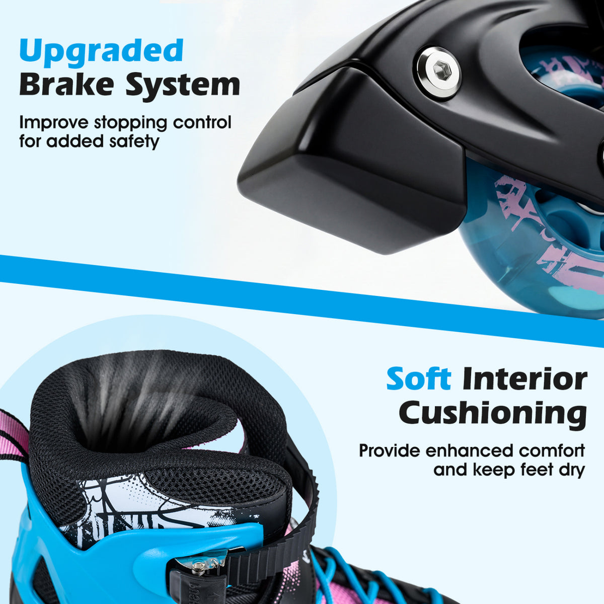 Adjustable Light-Up Inline Skates for Kids - Sizes 13.5C-3