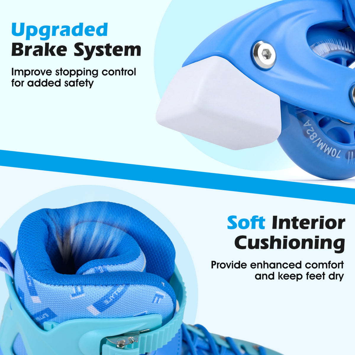 Adjustable Light-Up Inline Skates for Kids - Sizes 13.5C-3