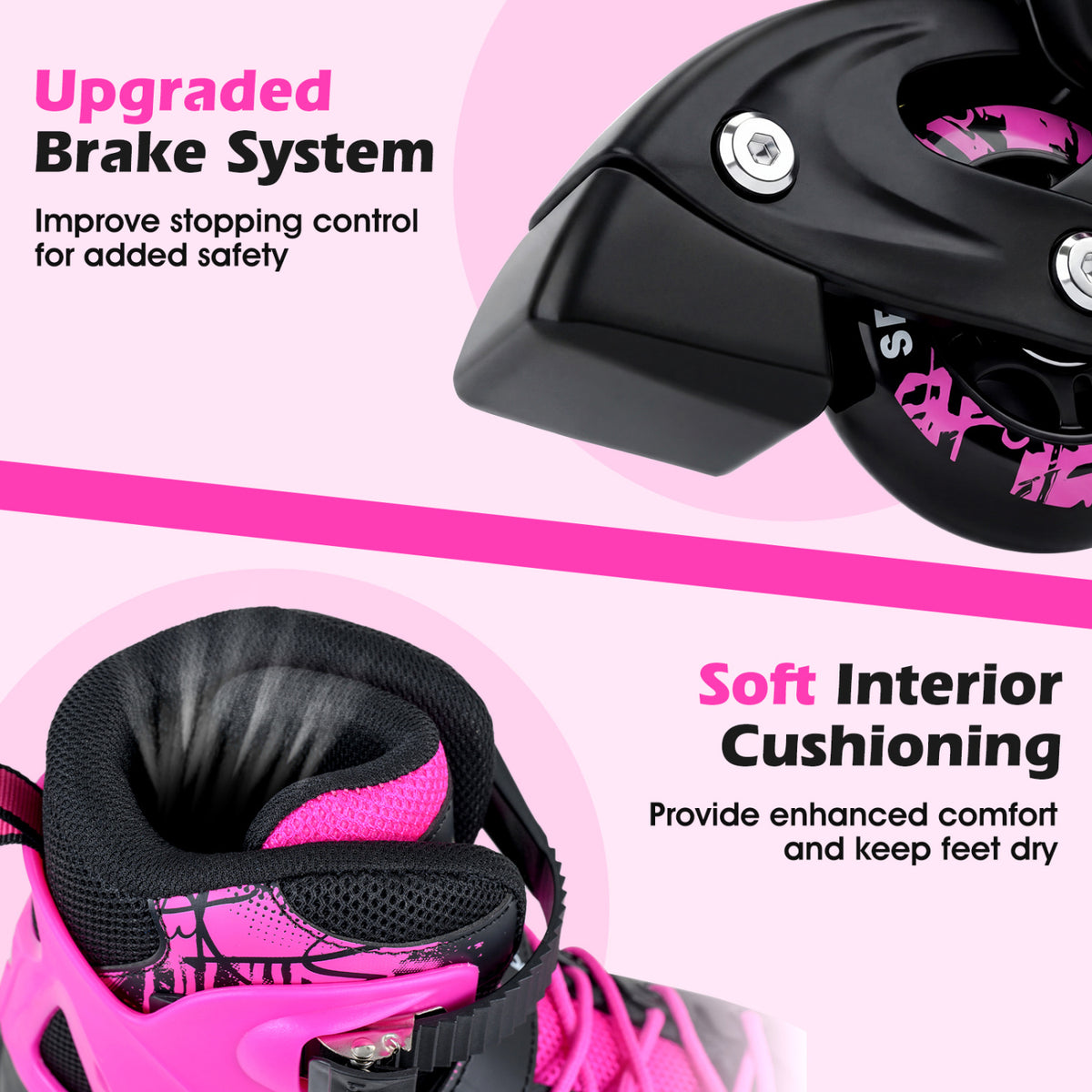 Adjustable Light-Up Inline Skates for Kids - Sizes 13.5C-3