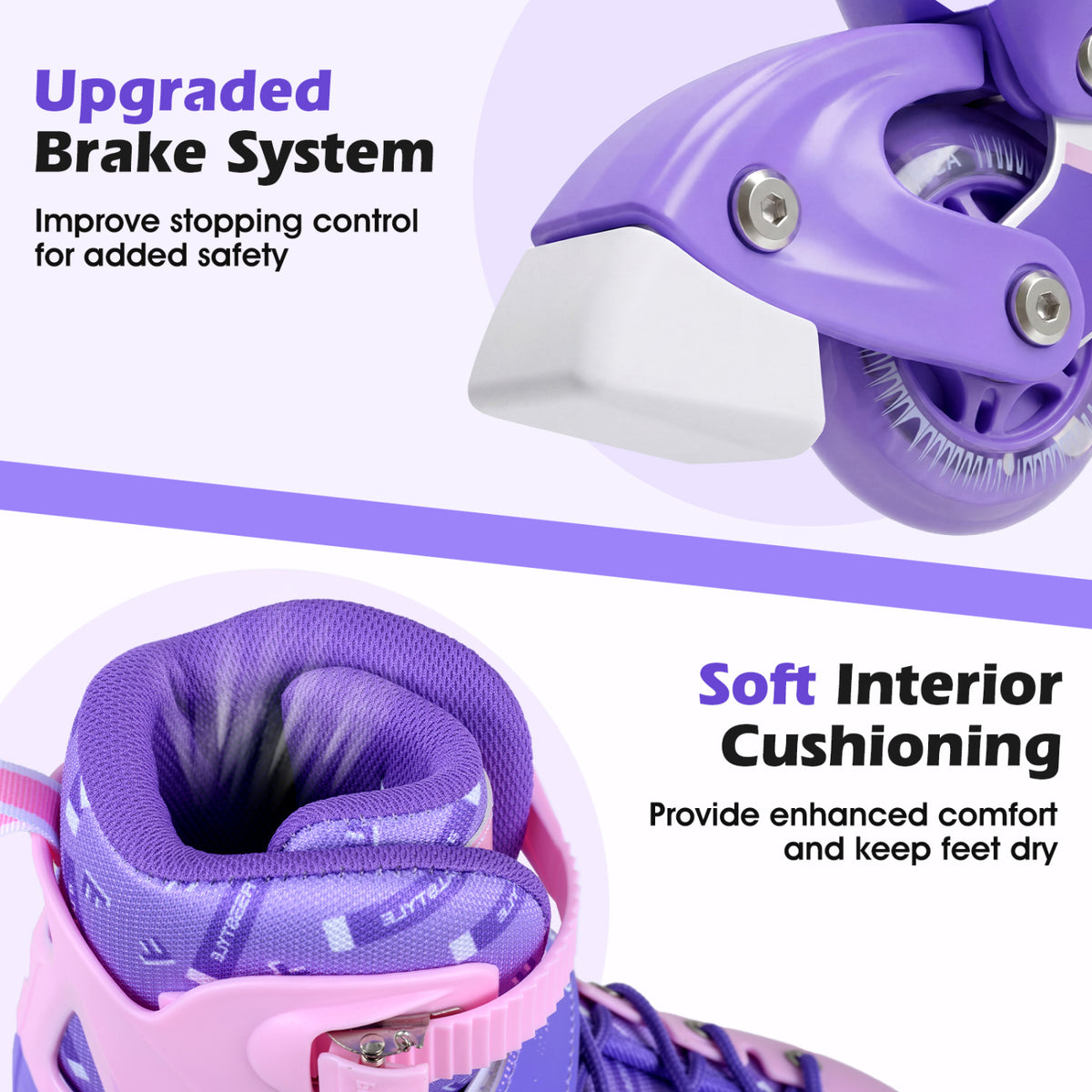 Adjustable Light-Up Inline Skates for Kids - Sizes 13.5C-3