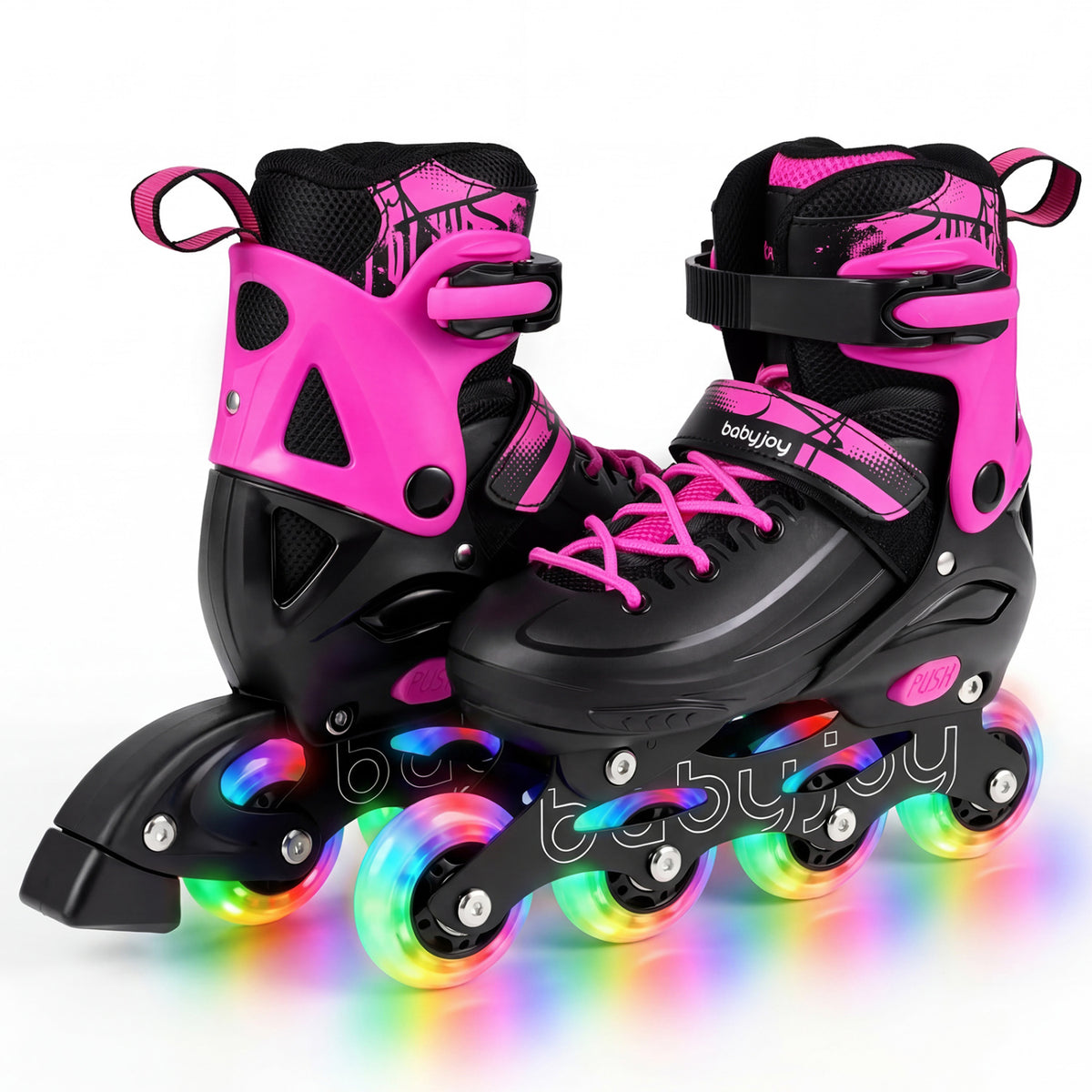 Adjustable Light-Up Inline Skates for Kids - Sizes 13.5C-3