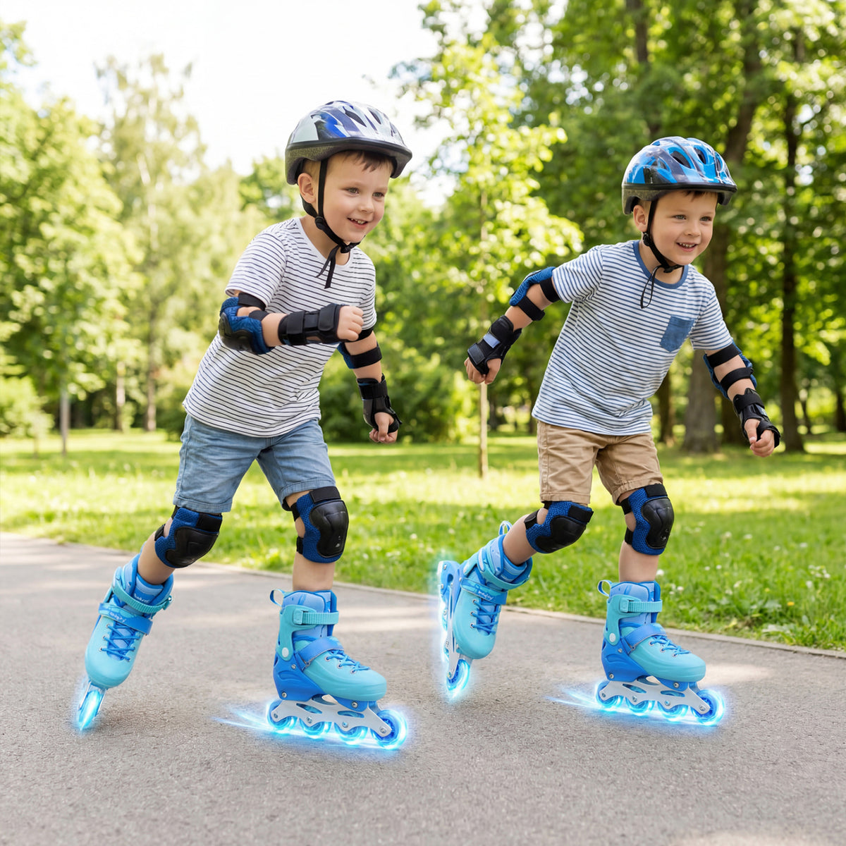 Adjustable Light-Up Inline Skates for Kids - Sizes 13.5C-3