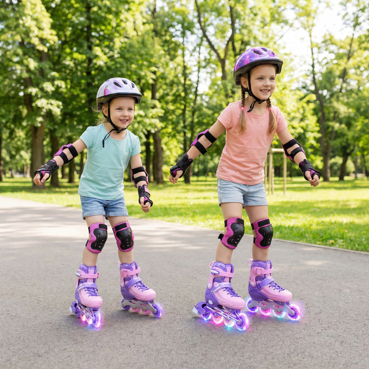 Adjustable Light-Up Inline Skates for Kids - Sizes 13.5C-3