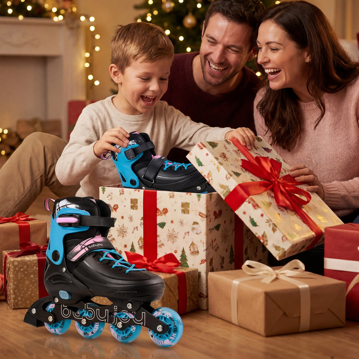 Adjustable Light-Up Inline Skates for Kids - Sizes 13.5C-3