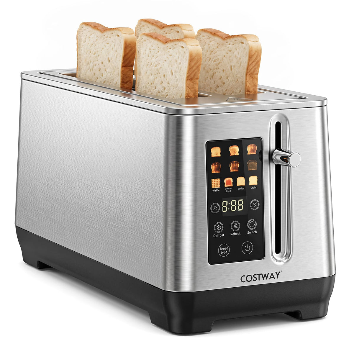 4 Slice Toaster with 6 Browning Levels and 4 Bread Types-Silver-Small Appliances-DECOROLALA