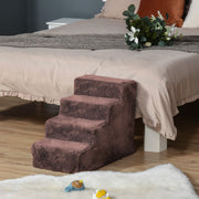 4-Step Dog Stairs for High Beds - Brown Plush with Removable Cover-Dogs-DECOROLALA