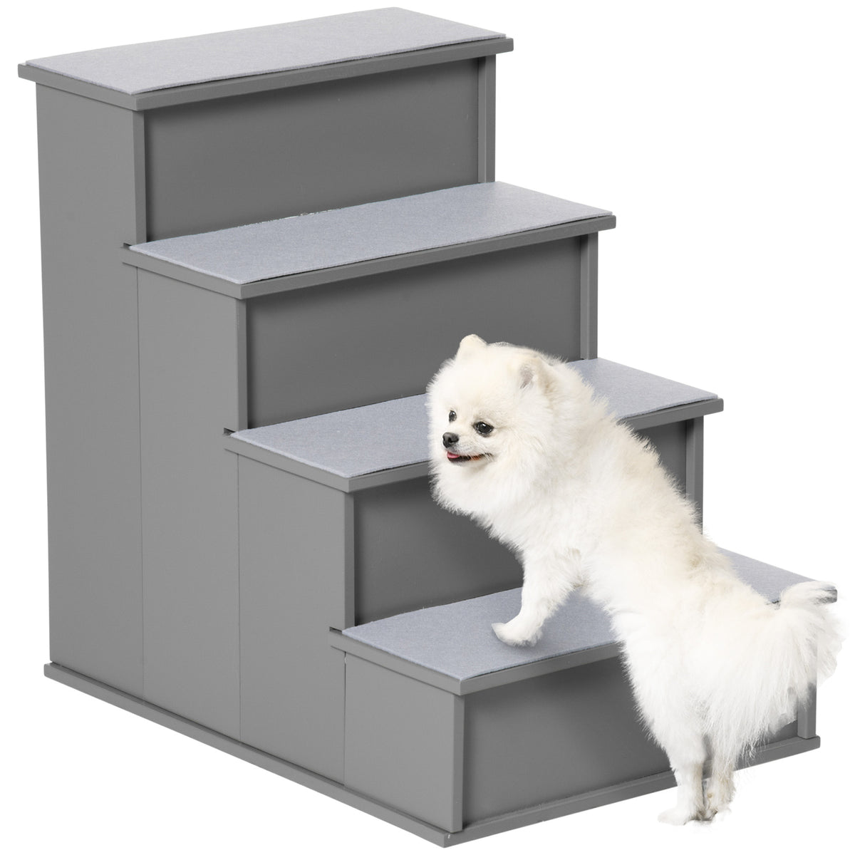 4-Step Pet Stairs for Bed and Couch - Grey 21.3" MDF-Dogs-DECOROLALA
