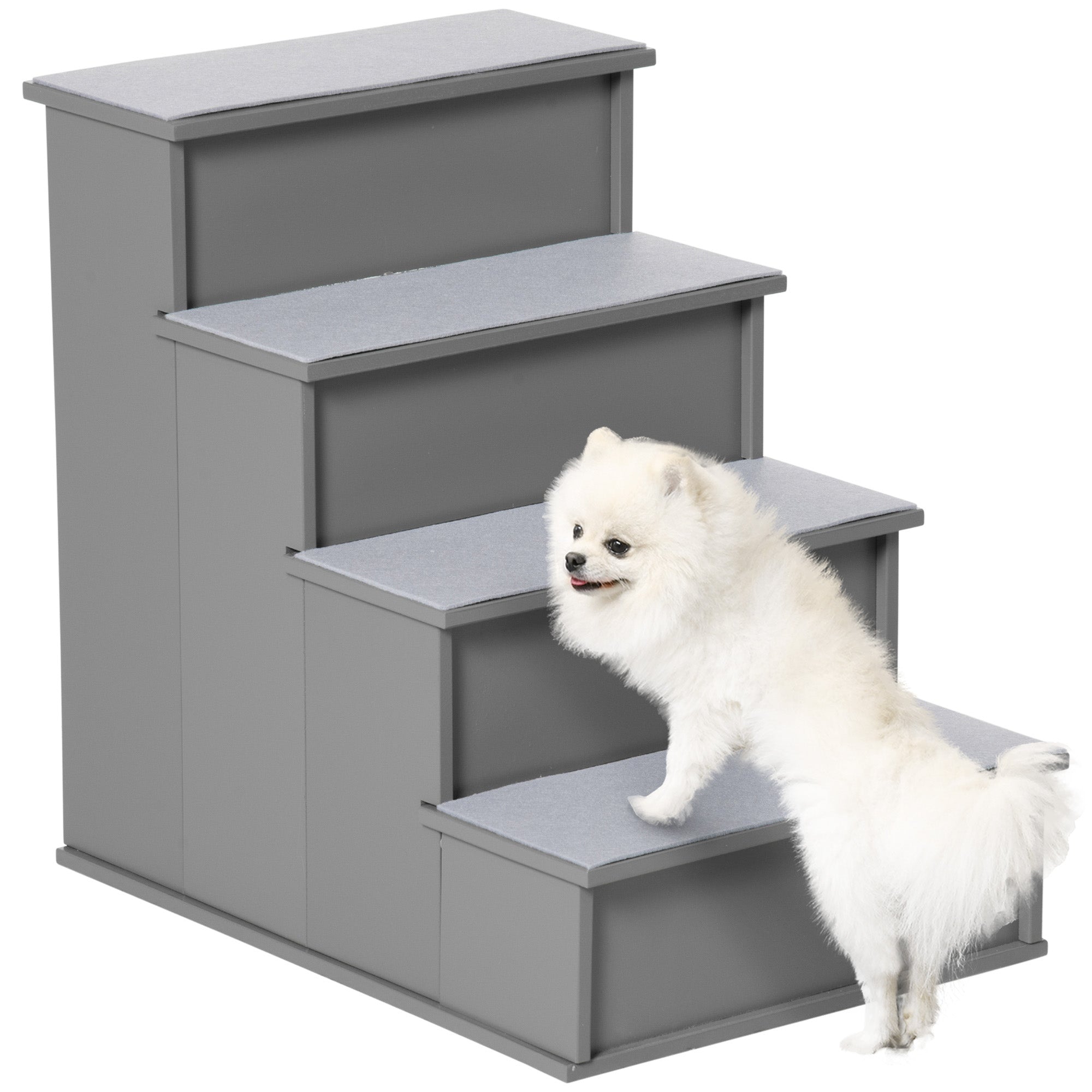 4-Step Pet Stairs for Bed and Couch - Grey 21.3" MDF-Dogs-DECOROLALA