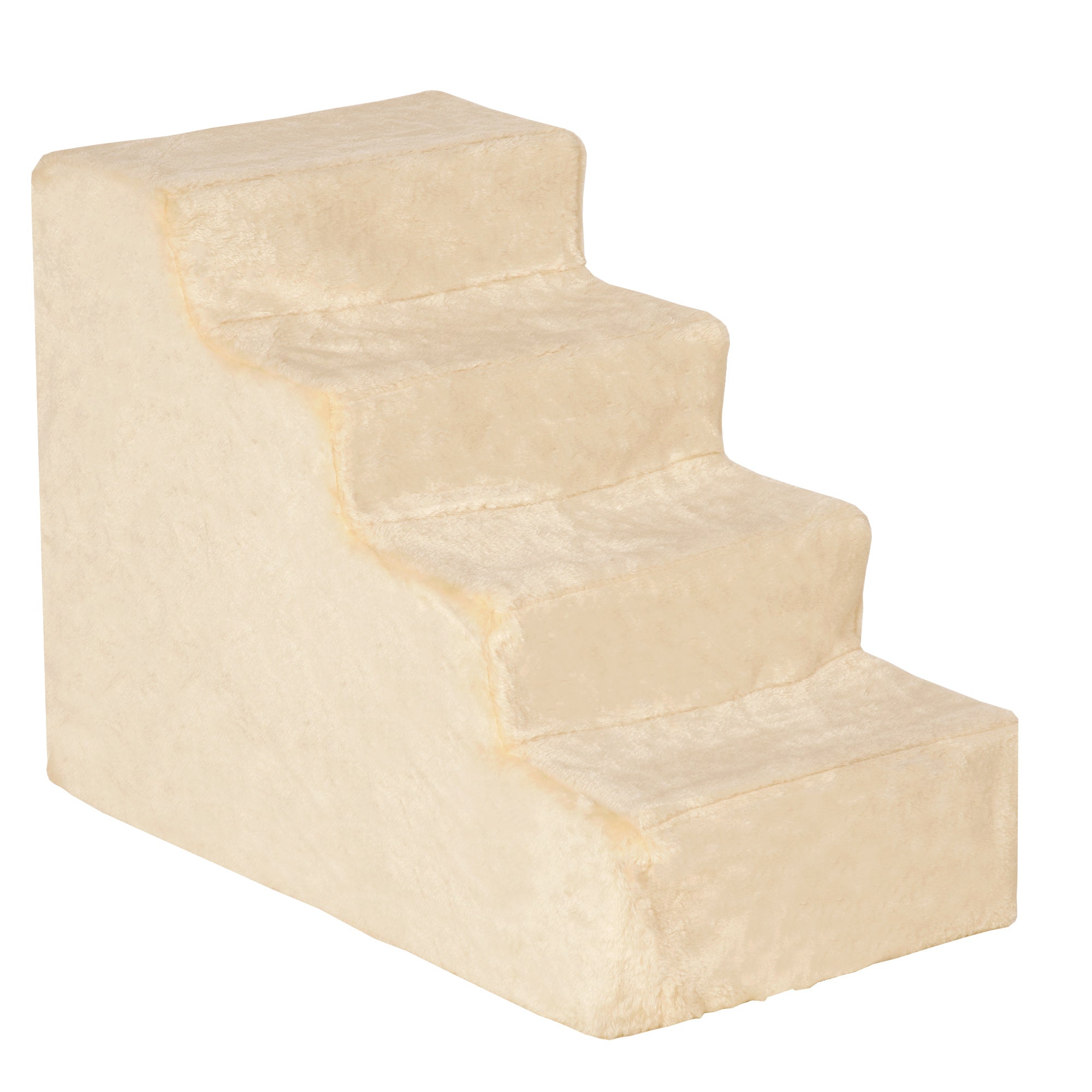 4-Step Pet Stairs with Removable Cover - Beige 23.6"L-Dogs-DECOROLALA