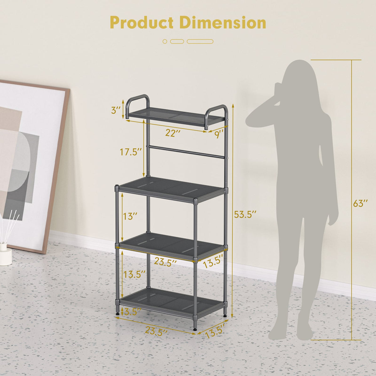 4-Tier Baker’s Rack Stand Shelves Kitchen Storage Rack Organizer-Baker’s Racks-DECOROLALA