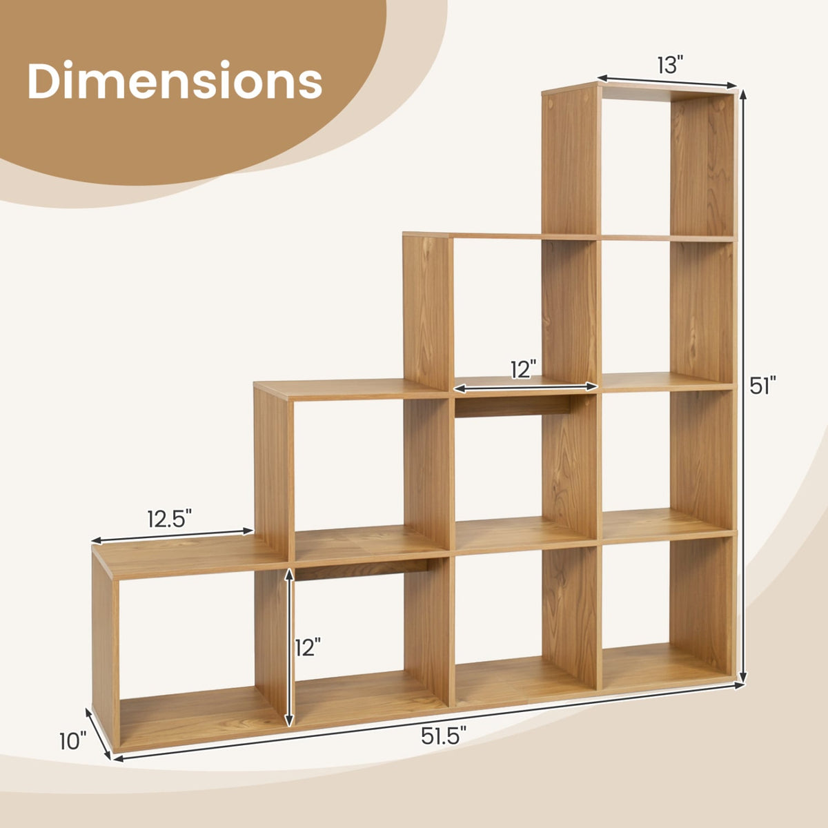4-Tier Bookshelf with 2 Anti-Tipping Kits for Home Office-Natrual-Bookcases-DECOROLALA