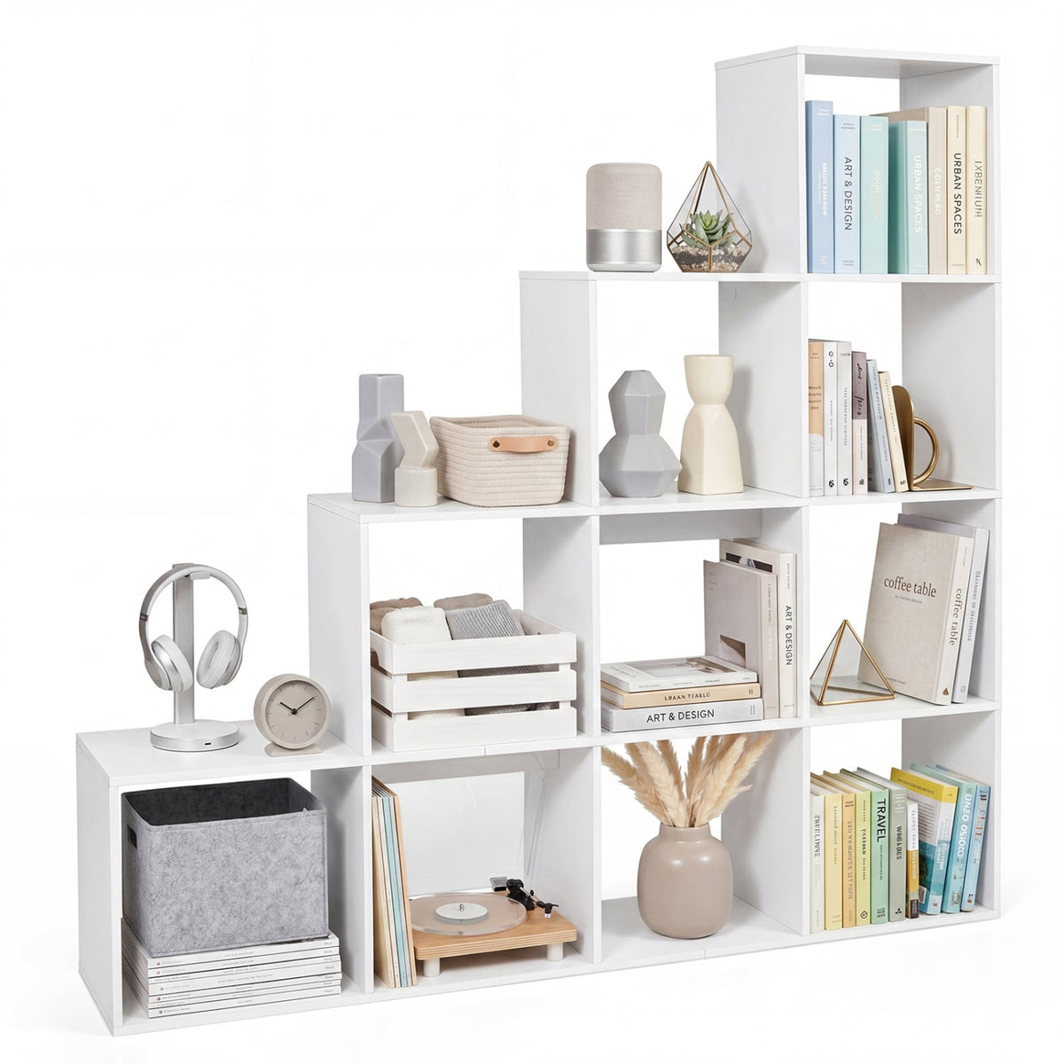 4-Tier Bookshelf with 2 Anti-Tipping Kits for Home Office-White-Bookcases-DECOROLALA