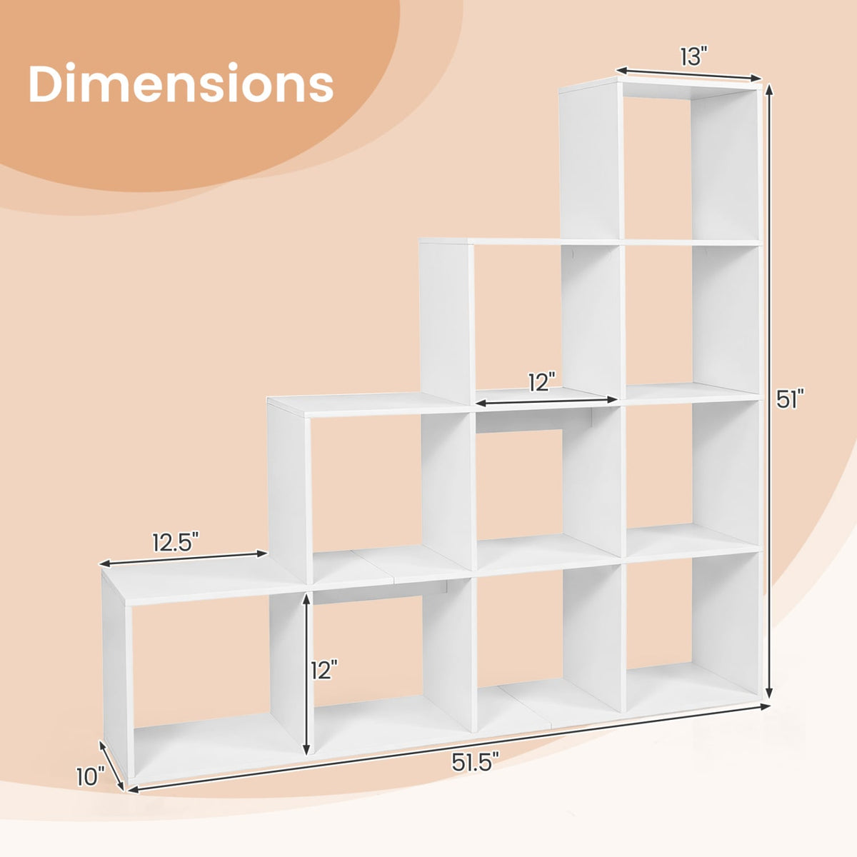 4-Tier Bookshelf with 2 Anti-Tipping Kits for Home Office-White-Bookcases-DECOROLALA
