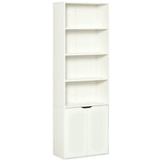 4-Tier Bookshelf with Cabinet - White 71" Modern Bookcase-Home Furnishings > Storage & Organization > Bookshelves & Bookcases > White Bookshelves-DECOROLALA