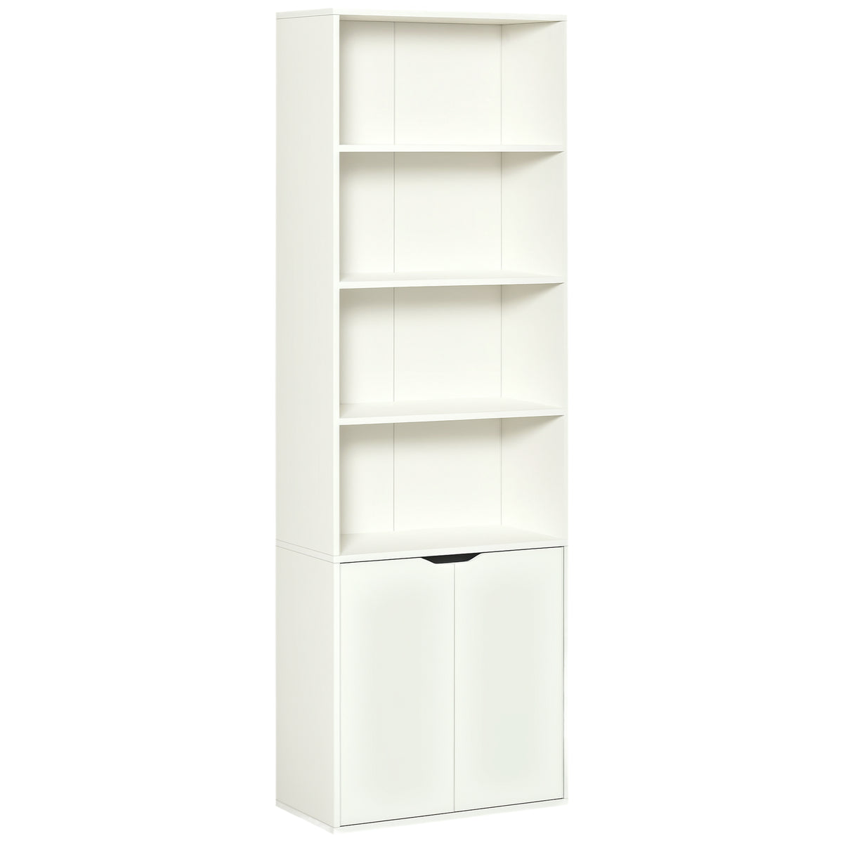 4-Tier Bookshelf with Cabinet - White 71" Modern Bookcase-Home Furnishings > Storage & Organization > Bookshelves & Bookcases > White Bookshelves-DECOROLALA