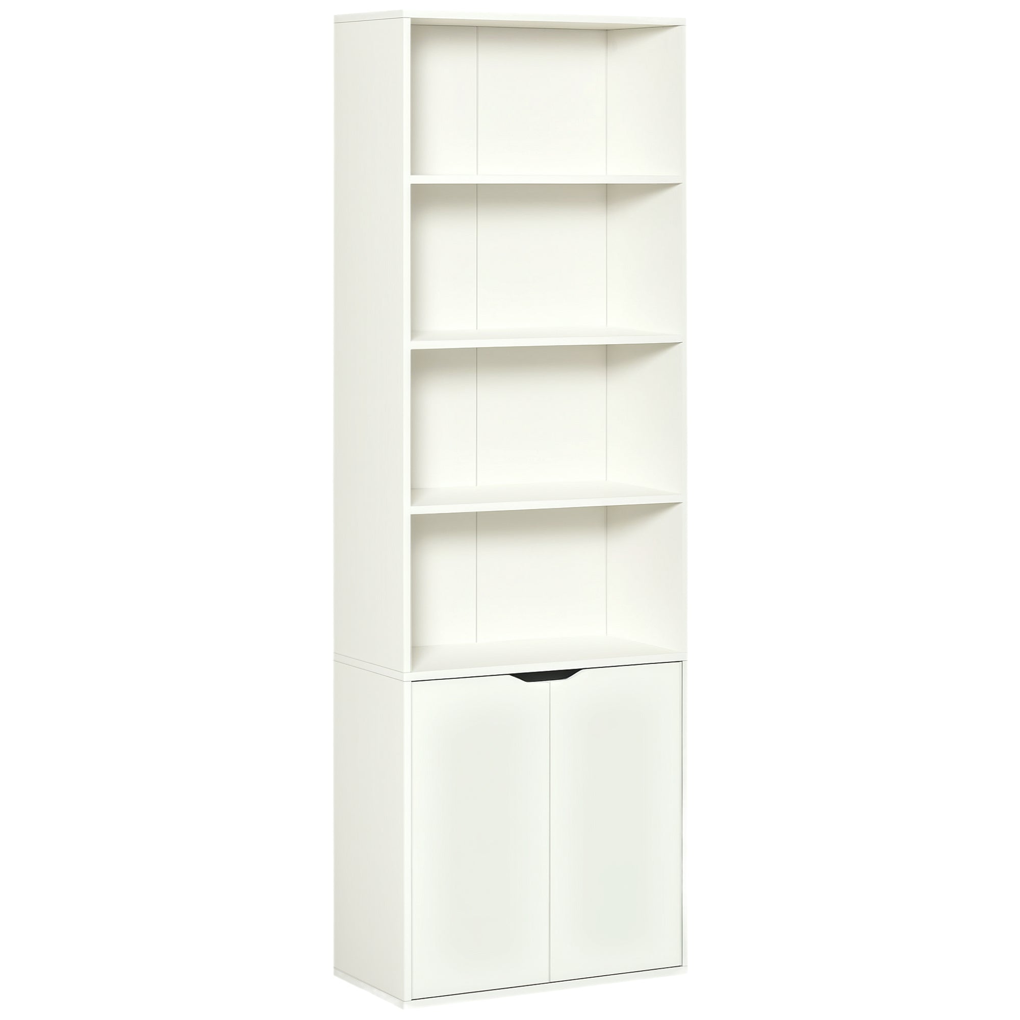 4-Tier Bookshelf with Cabinet - White 71" Modern Bookcase-Home Furnishings > Storage & Organization > Bookshelves & Bookcases > White Bookshelves-DECOROLALA