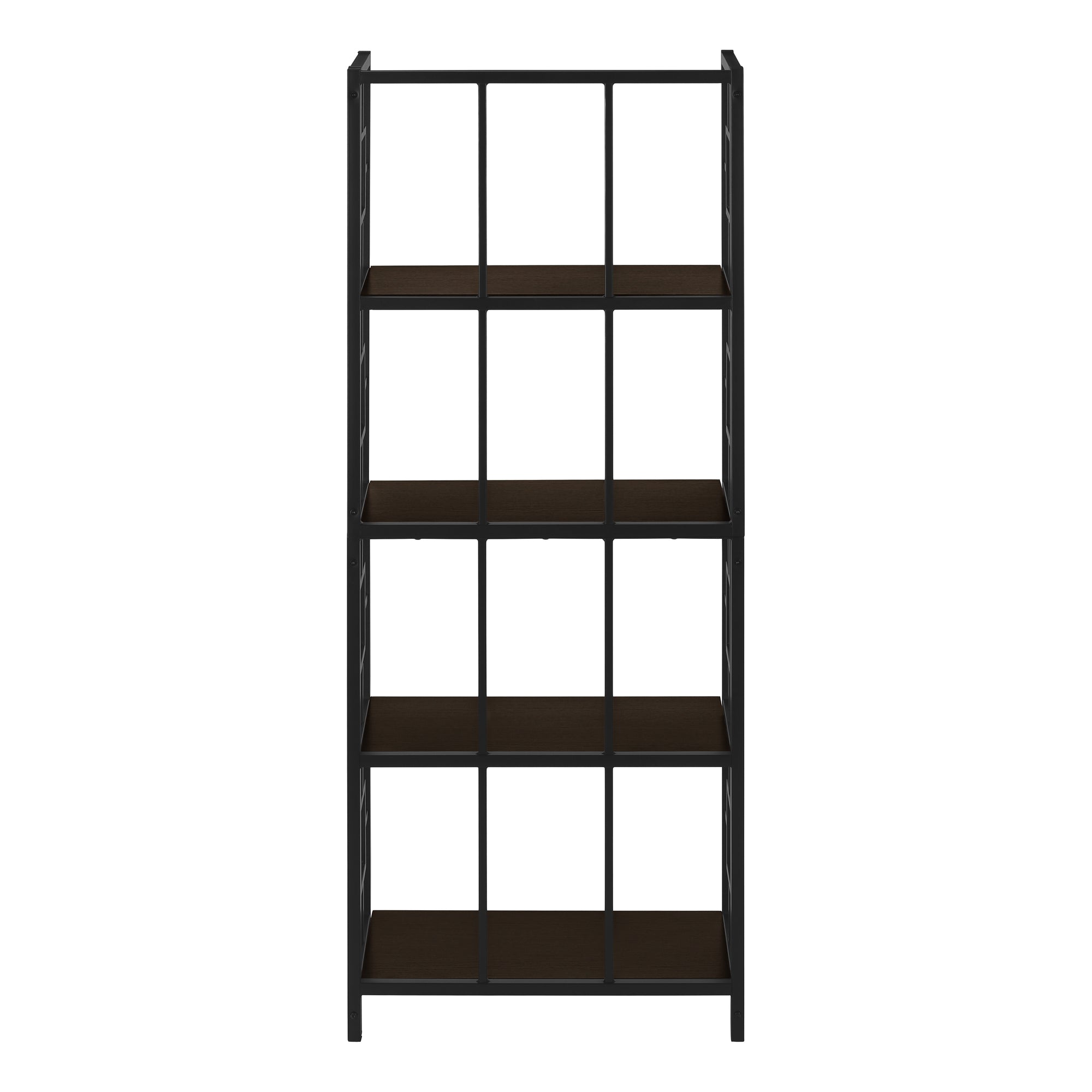 4-Tier Etagere Bookcase 62"H Espresso Black Metal-Bookshelf-DECOROLALA