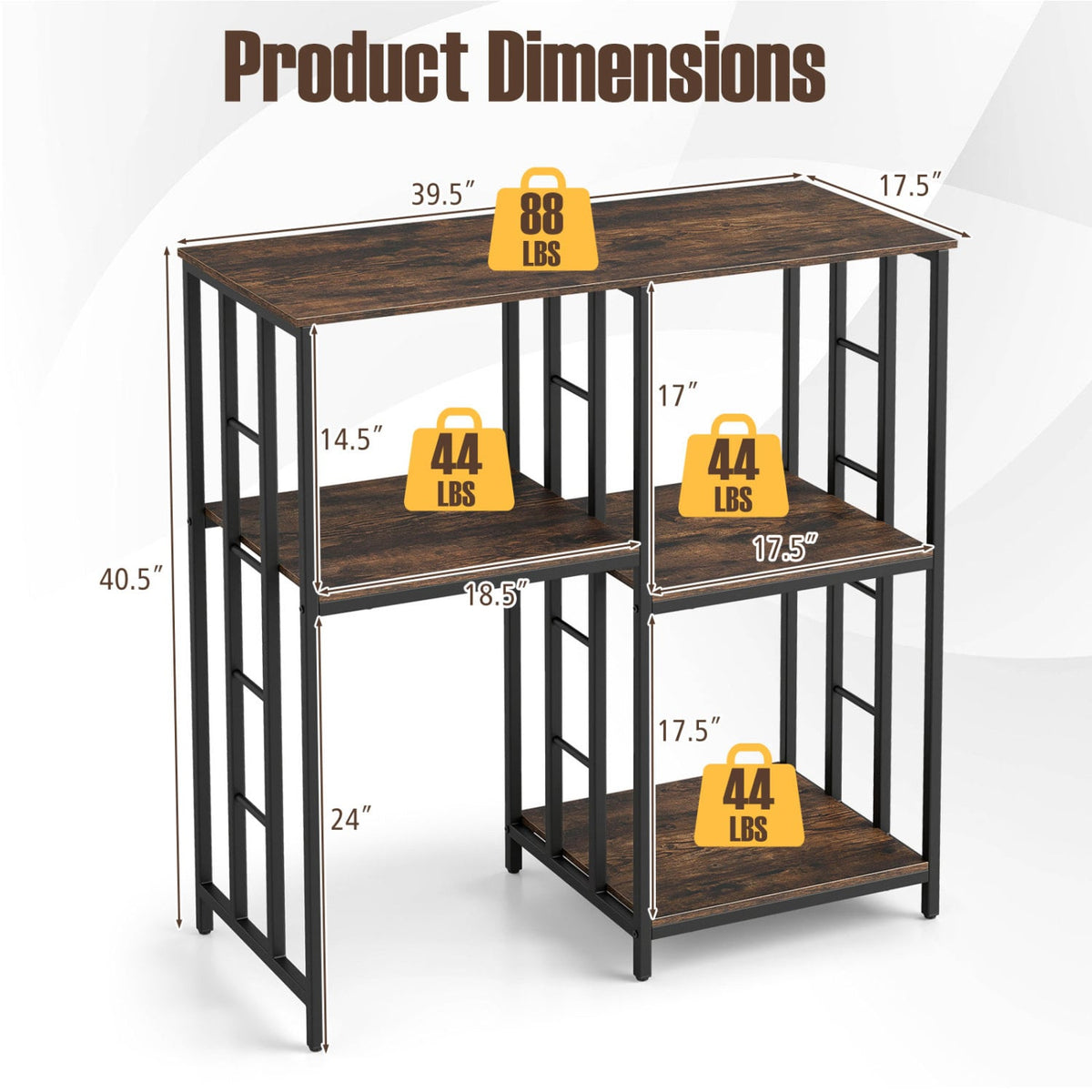 4-Tier Heavy-Duty Kitchen Baker's Rack- Brown-Baker’s Racks-DECOROLALA