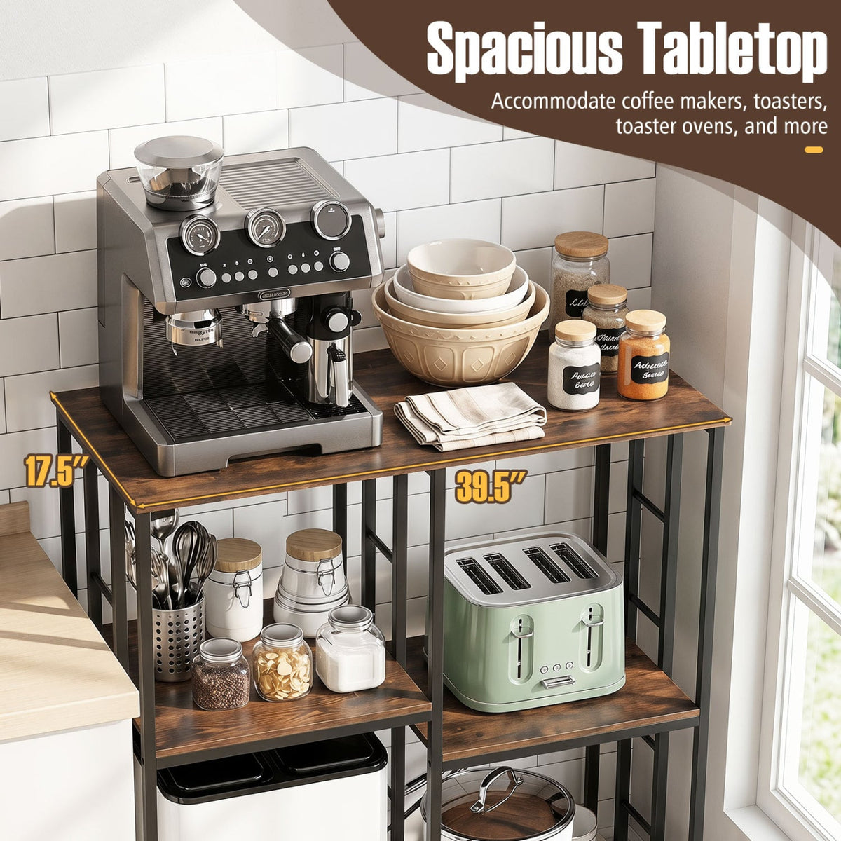 4-Tier Heavy-Duty Kitchen Baker's Rack- Brown-Baker’s Racks-DECOROLALA