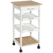 4-Tier Kitchen Bar Cart with Removable Serving Trays - White-Home Furnishings > Kitchen & Dining Furniture > Kitchen Islands & Kitchen Carts-DECOROLALA